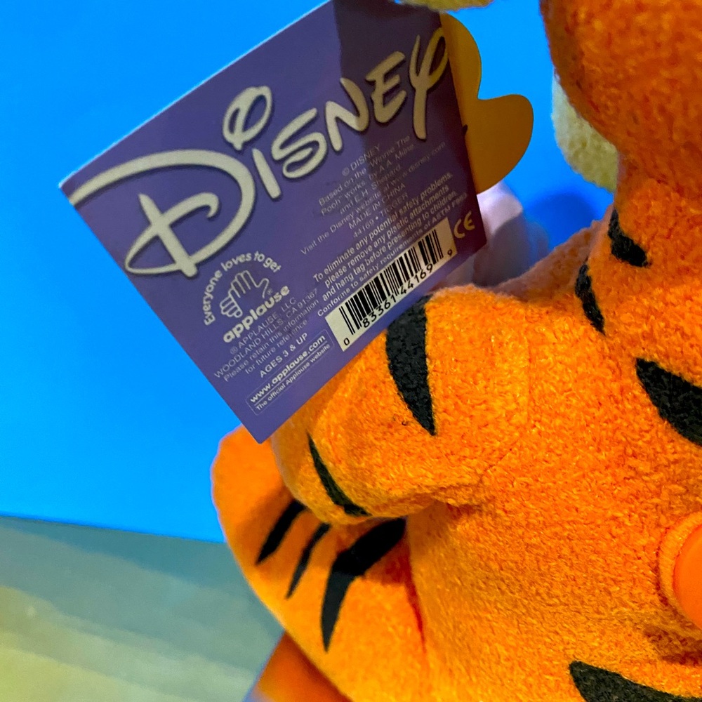 DISNEY NWT WINNIE THE POOH TIGGER PLUSH COIN PIGGY BANK w/STOPPER APPLAUSE 10” - Picture 11 of 16